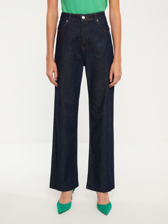 High Waisted Straight Women's Denim Trousers