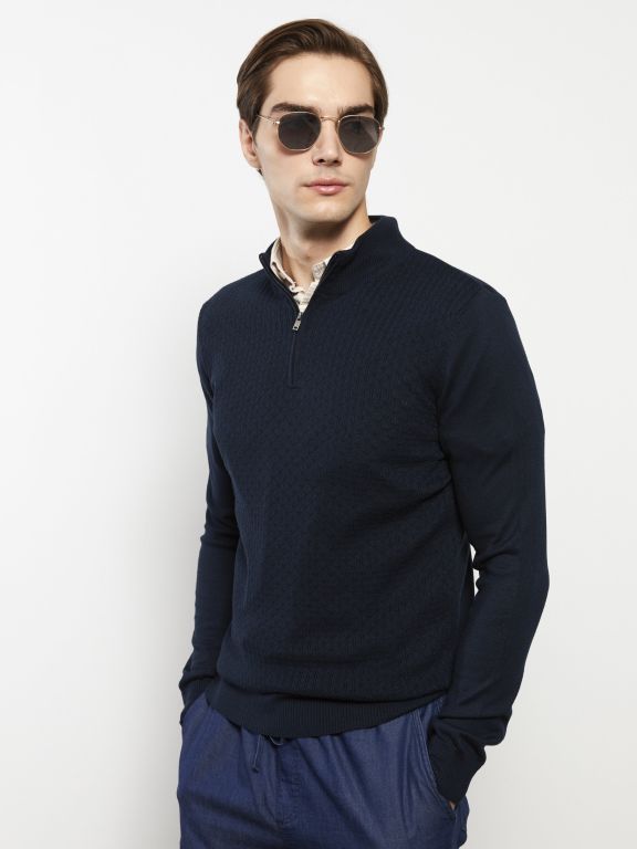 Turtle Neck Long Sleeve Men's Tricot Sweater