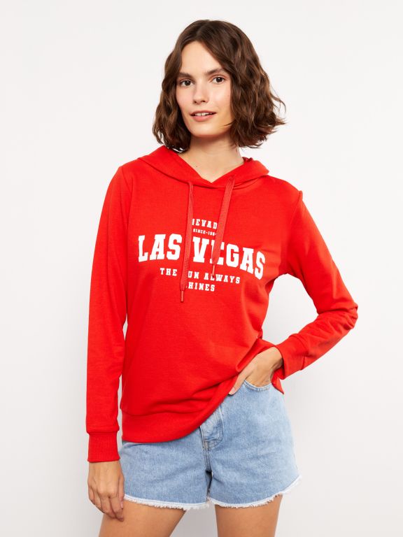 Hooded Printed Long Sleeve Women's Sweatshirt