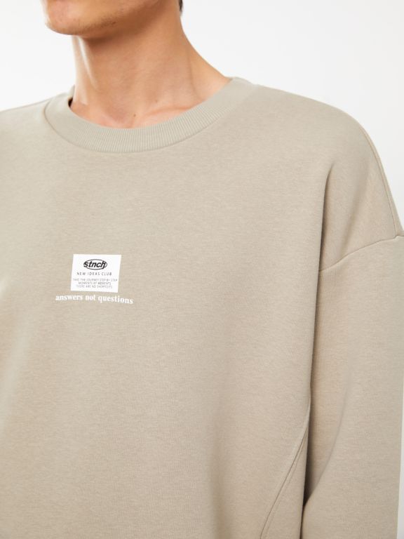 Crew Neck Long Sleeve Printed Men's Sweatshirt
