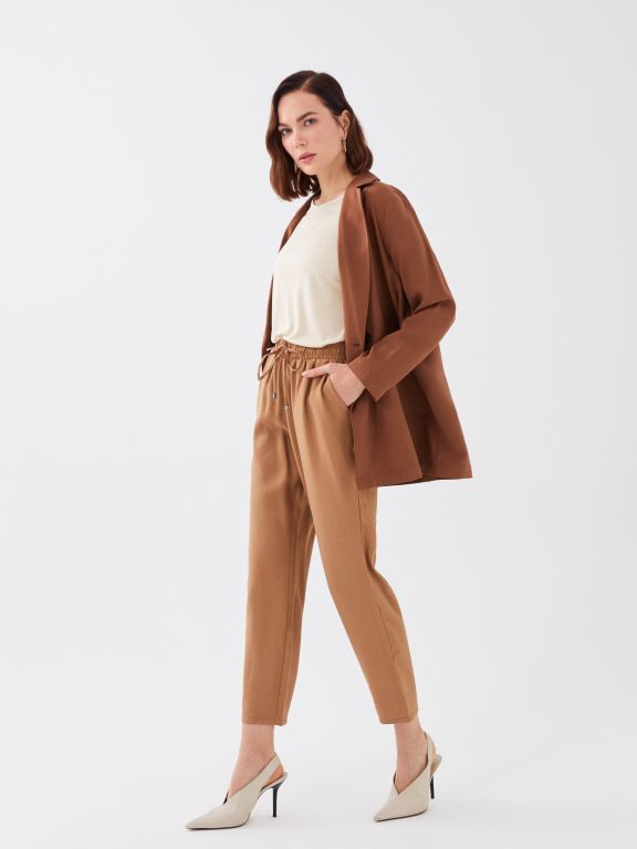 Carrot Cut Women Pants With Elastic Waist
