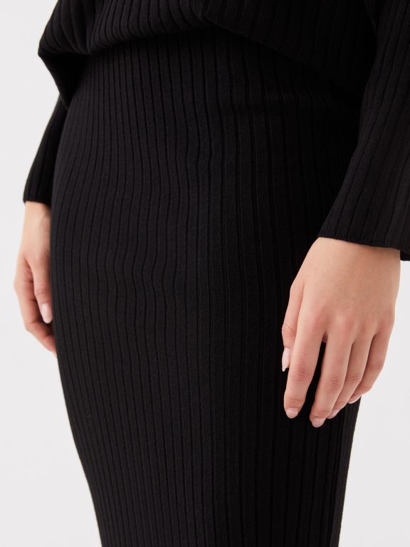 Women's Elastic Waist Plain Knitwear Skirt