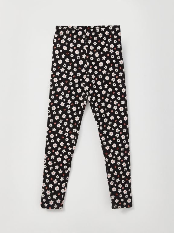 Crew Neck Printed Short Sleeve Girls T-Shirt and Tights