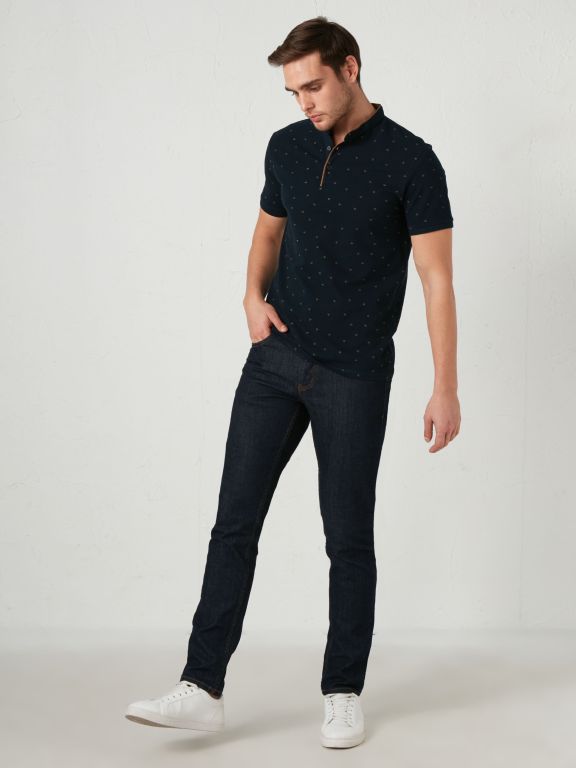 Grandad Collar and Short Sleeve Pique T-Shirt