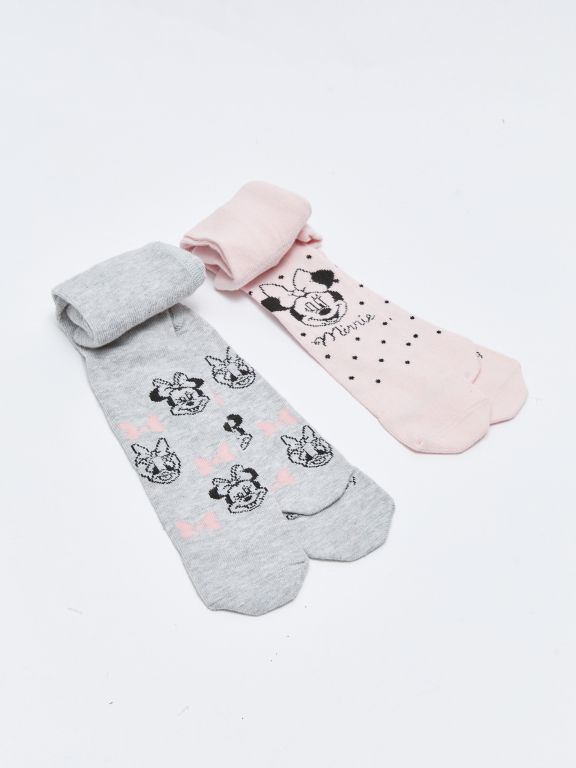 Minnie Mouse Patterned Baby Girl Tights 2 Pack