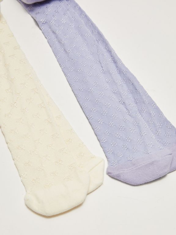 Self-Patterned Baby Girl Tights 2 Pieces