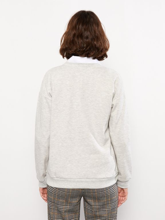 Crew Neck Printed Long Sleeve Women's Sweatshirt
