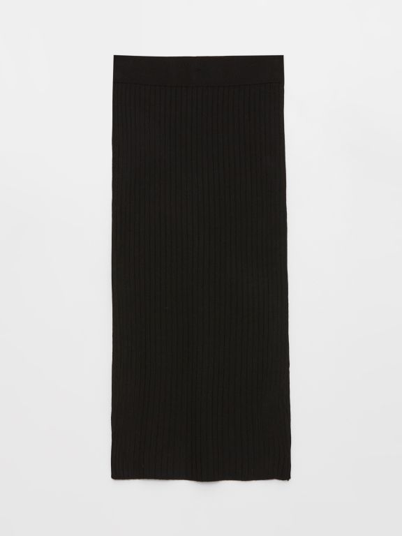 Women's Elastic Waist Plain Knitwear Skirt