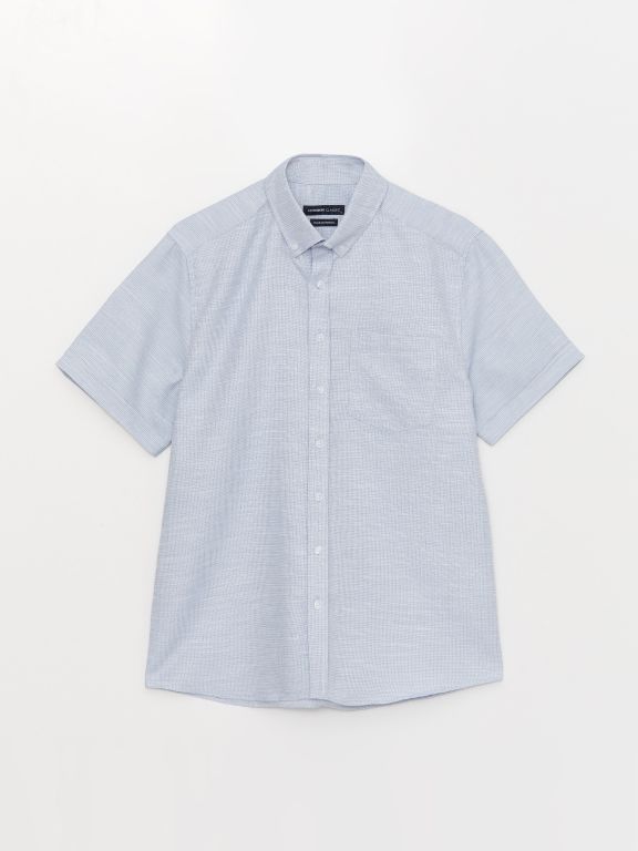 Regular Fit Men's Short Sleeve Dobby Shirt