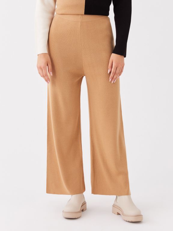 Elastic Waist Regular Bell-Bottoms Women's Tricot Trousers