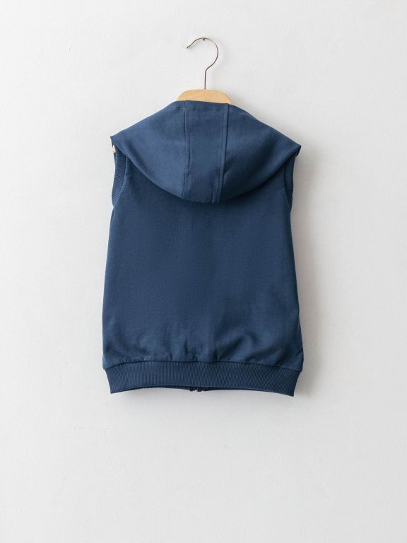 Hooded Basic Baby Boy Zippered Vest