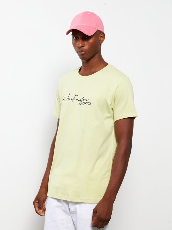 Crew Neck Short Sleeve Printed Combed Cotton Men's T-shirt