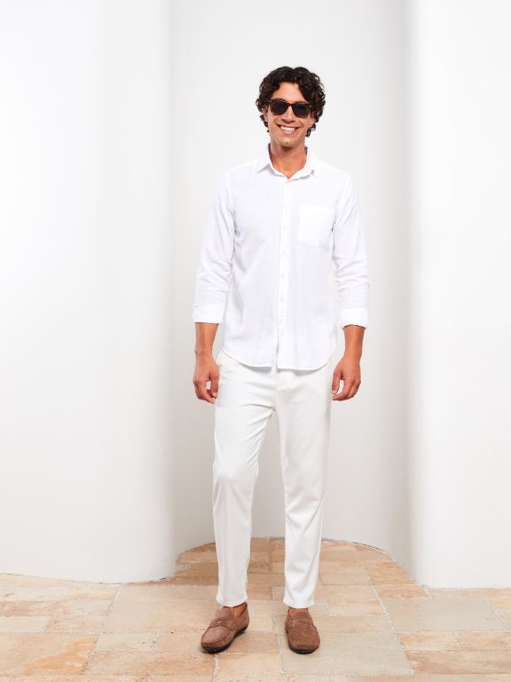 Regular Fit Long Sleeve Men's Poplin Shirt