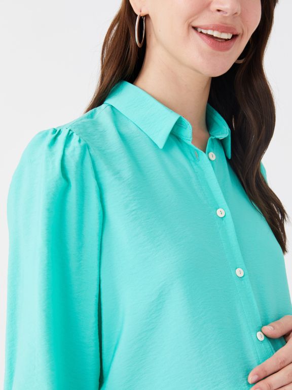Shirt Neck Regular Long Sleeve Maternity Tunic