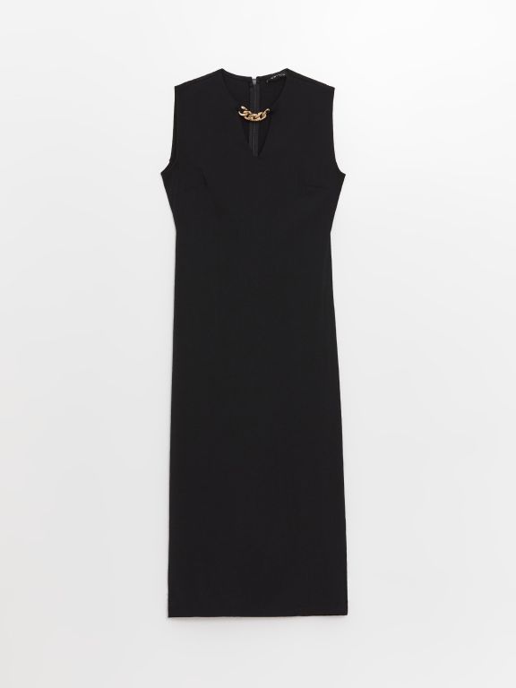 Crew Neck Chain Detailed Women's Dress