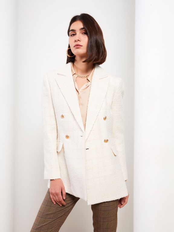 Self Patterned Long Sleeve Women's Blazer Jacket