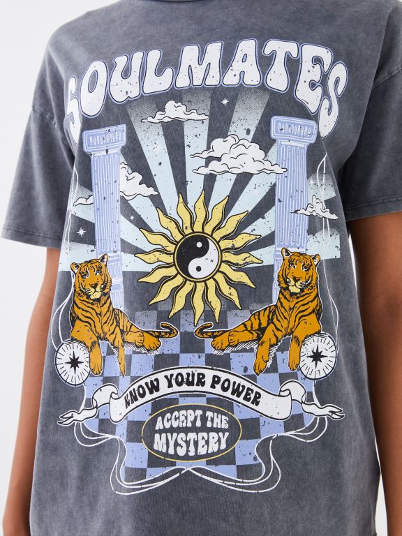 Crew Neck Printed Short Sleeve Women's T-shirt