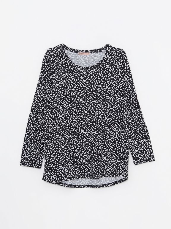 Crew Neck Patterned Long Sleeve Women's T-shirt