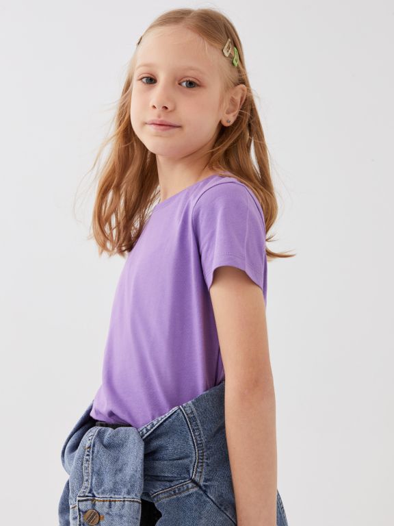 Crew Neck Basic Short Sleeve Girls T-Shirt
