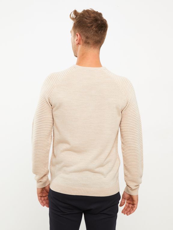 Crew Neck Long Sleeve Men's Tricot Sweater