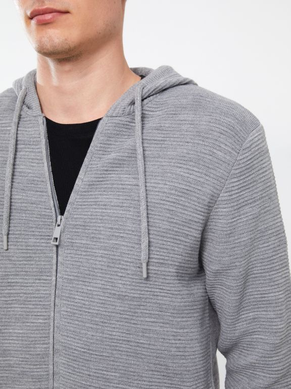 Hooded Long Sleeve Men's Tricot Cardigan