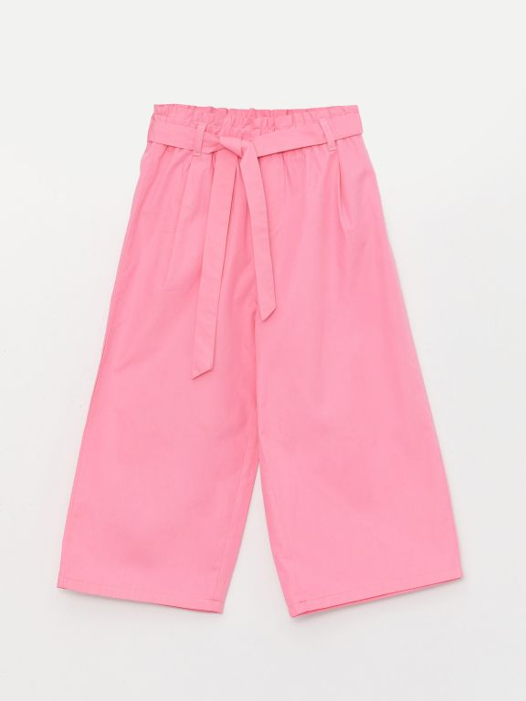 Baby Collar Patterned Short-Sleeved Girl's Shirt and Trousers