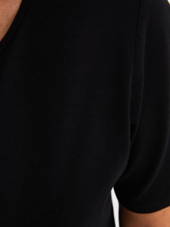 V Neck Straight Short Sleeve Cotton Women's T-Shirt