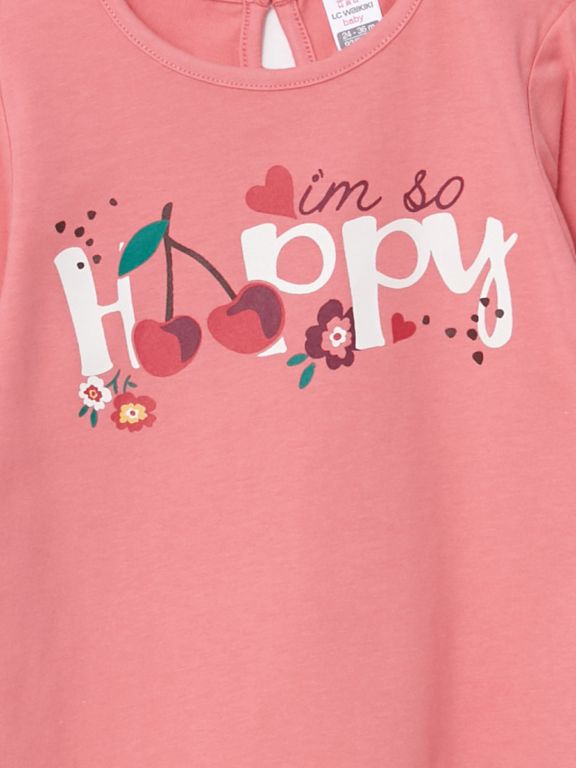 Crew Neck Long Sleeve Printed Baby Girl T-shirt 2-Pack