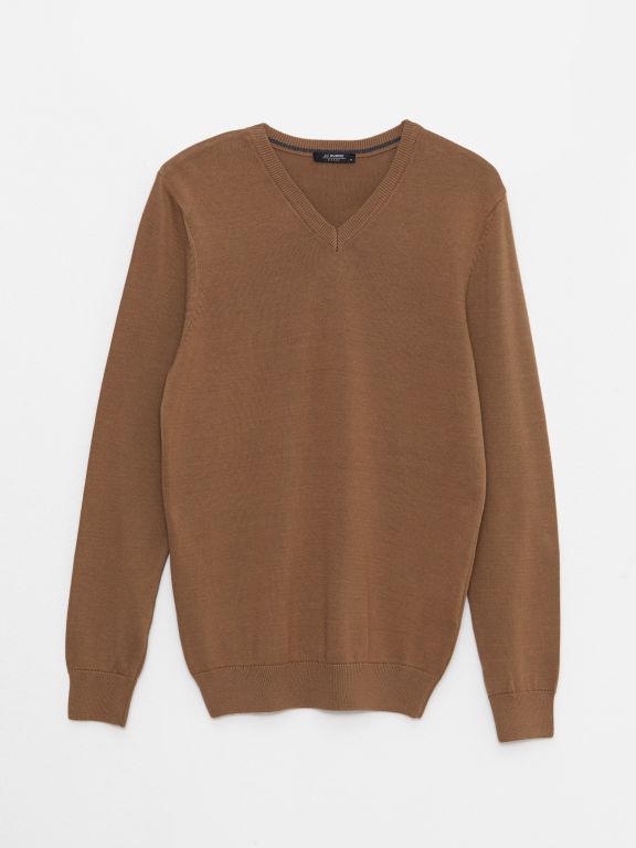 V Neck Long Sleeve Men's Knitwear Sweater