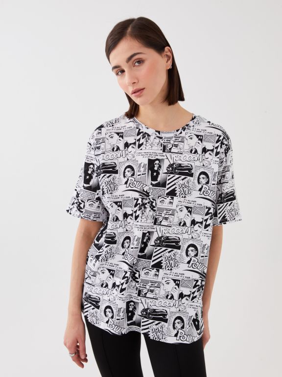 Crew Neck Printed Short Sleeve Women's T-shirt