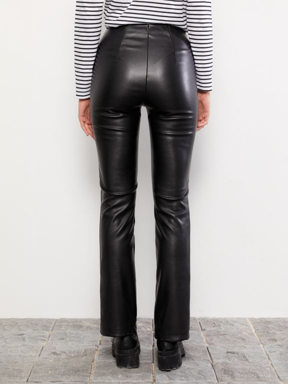 Standard Fit Regular Faux Leather Women's Trousers