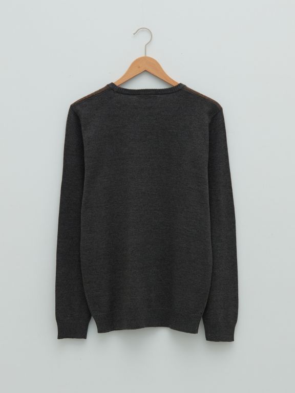 Crew Neck Long Sleeve Men's Tricot Sweater