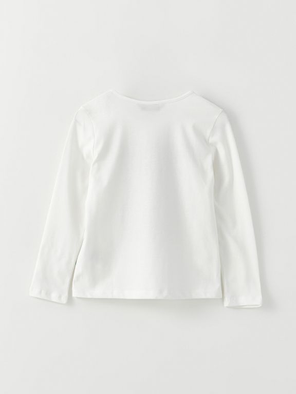 Crew Neck Printed Long Sleeve Girl T-shirt