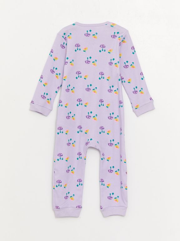 Crew Neck Printed Baby Girl Jumpsuit 2 Pieces