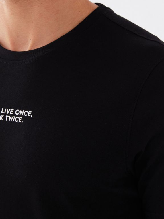 Crew Neck Short Sleeve Printed Combed Cotton Men's T-shirt