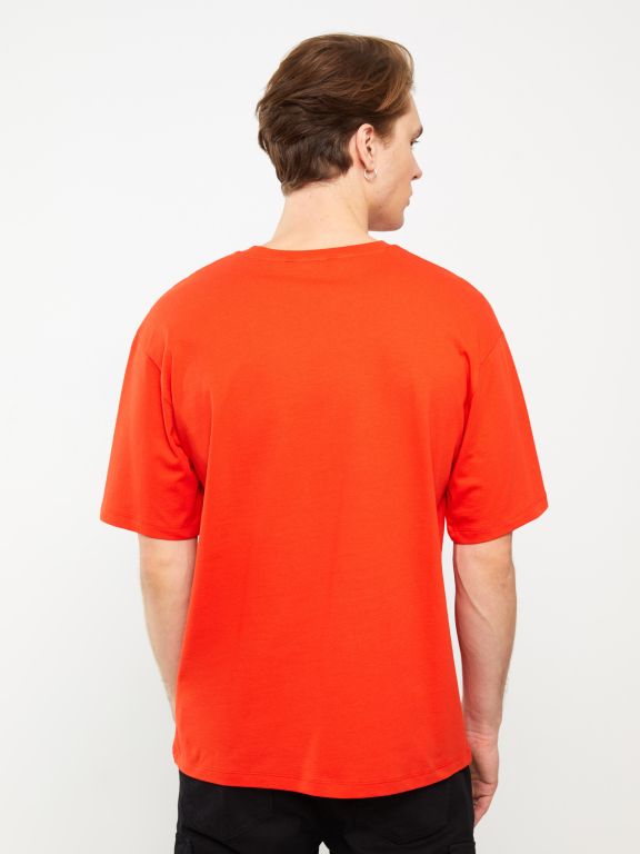 Crew Neck Short Sleeve Printed Combed Cotton Men's T-shirt