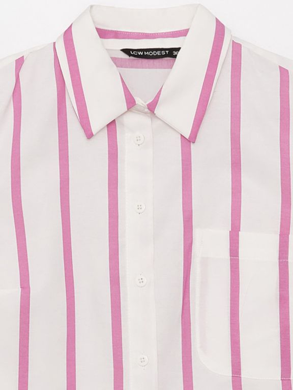 Shirt Collar Striped Long Sleeve Women's Tunic