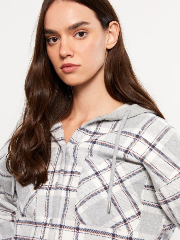 Hooded Plaid Long Sleeve Flannel Oversize Women Lumberjack Shirt Jacket