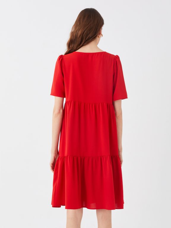 V Neck Short Sleeve Aerobin Women's Dress