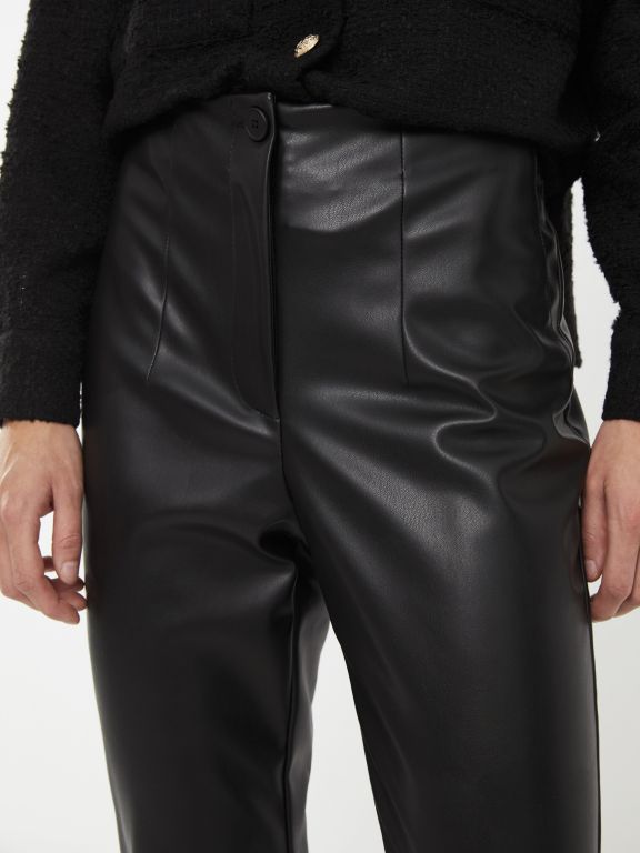 Standard Fit Regular Faux Leather Women's Trousers