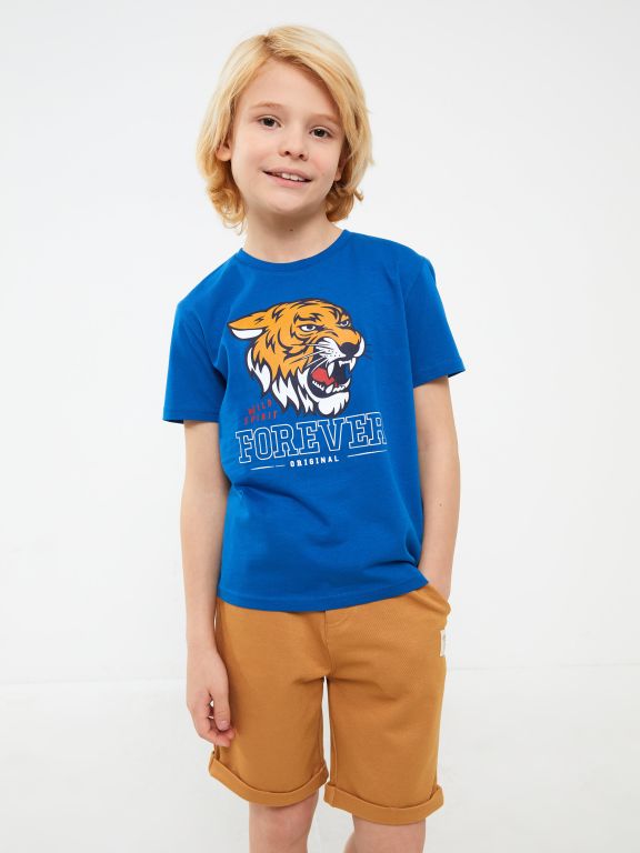Crew Neck Printed Short Sleeve Boy T-Shirt