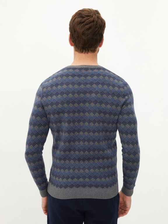 Crew Neck Long Sleeve Men's Tricot Sweater