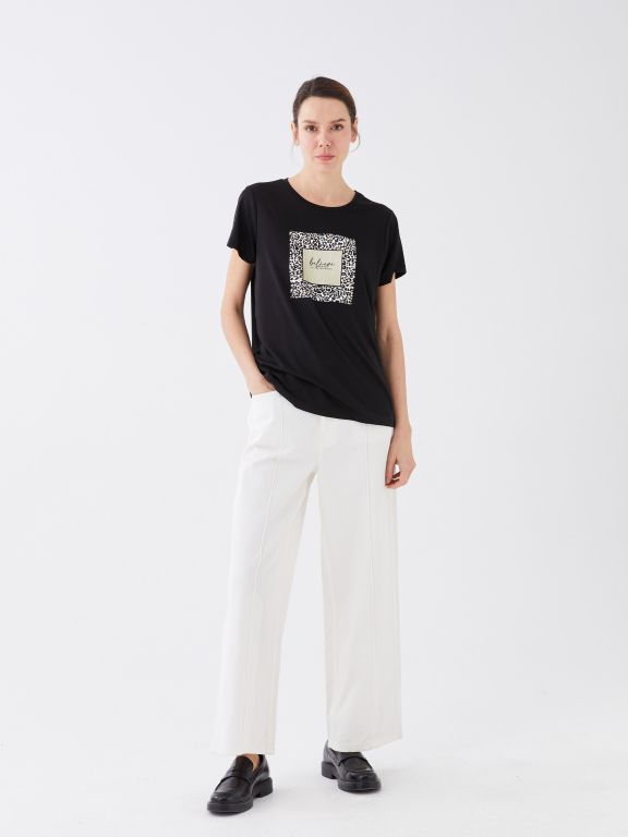 Crew Neck Printed Short Sleeve Women's T-shirt