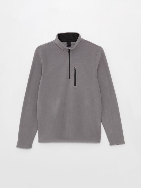 Stand Up Collar Long Sleeve Fleece Men's Sweatshirt