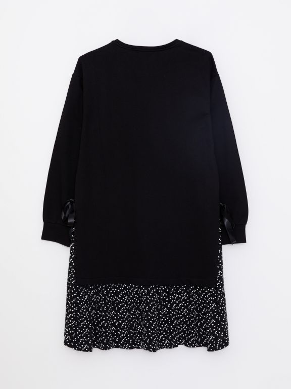 Crew Neck Patterned Long Sleeve Maternity Dress