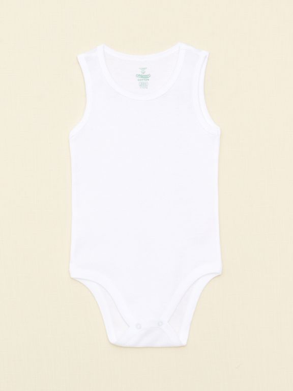 Crew Neck Basic Organic Cotton Baby Boy Body with Snap Crotch 2-Pack