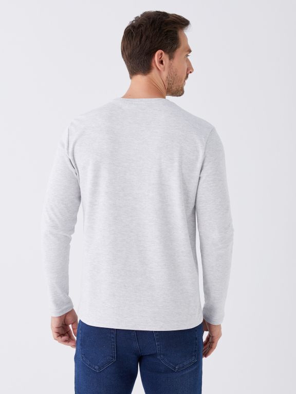 Crew Neck Long Sleeve Printed Men's Sweatshirt