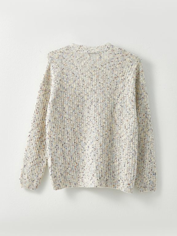V Neck Patterned Long Sleeve Women's Tricot Cardigan