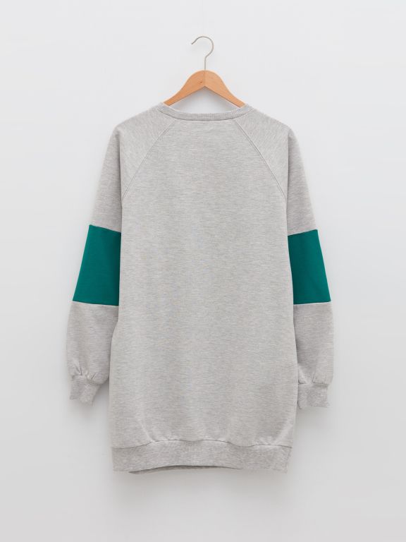 Crew Neck Printed Long Sleeve Women's Dress