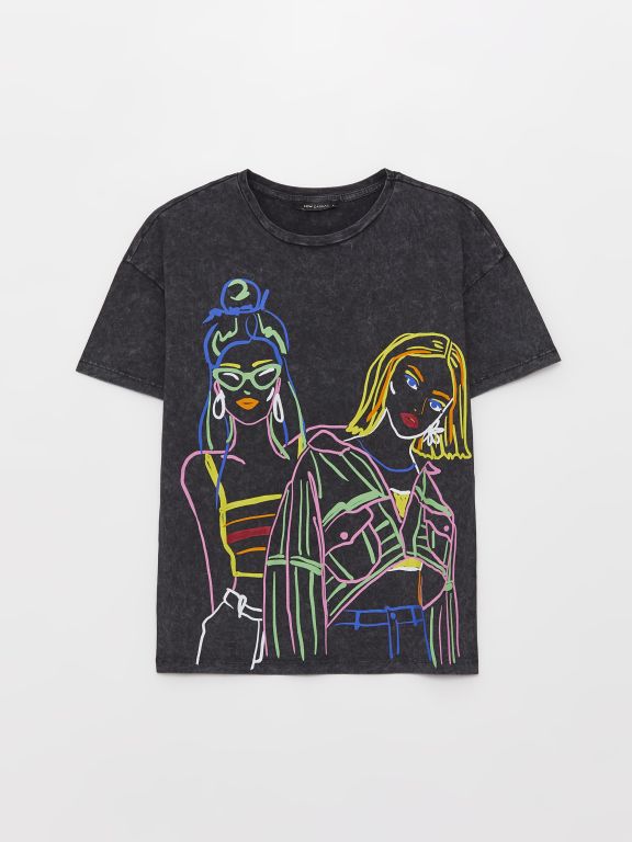 Crew Neck Printed Short Sleeve Women's T-shirt